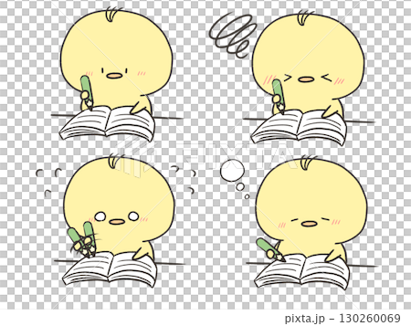 勉強するひよこの表情セット 130260069