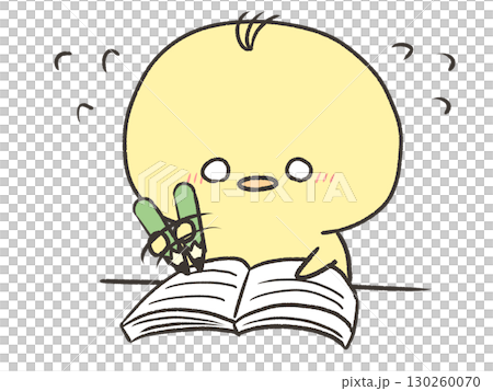 A chick studying in a hurry 130260070
