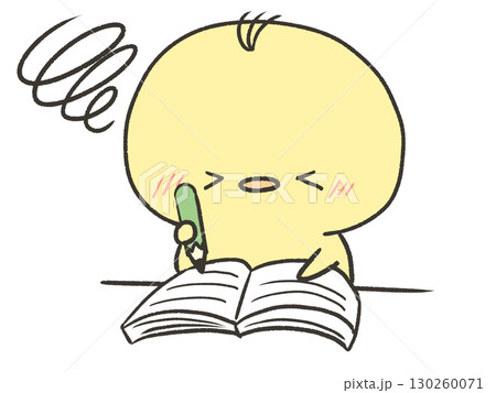 悩みながら勉強するひよこ 130260071