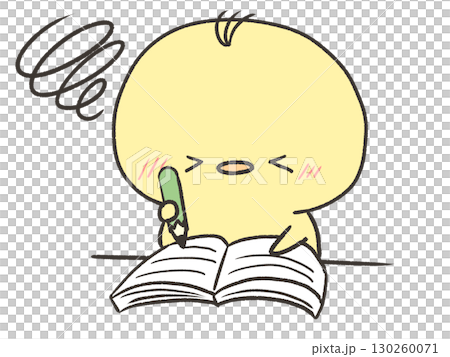 A chick studying while worrying 130260071