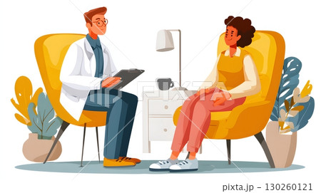 Realistic counseling session between doctor and patient 130260121