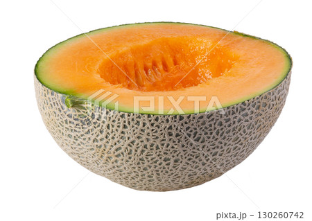 Melon and Slice of melon isolated on a white background. 130260742