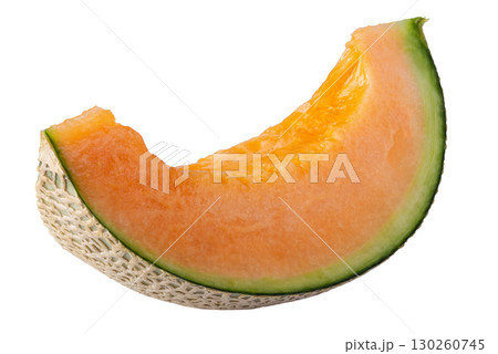 Melon and Slice of melon isolated on a white background. 130260745
