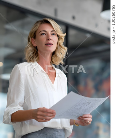 female CEO in logistics presenting business plan to global partners modern office background high detail 8k female CEO in logistics presenting business plan to global partners modern office background high detail 8k 130260765