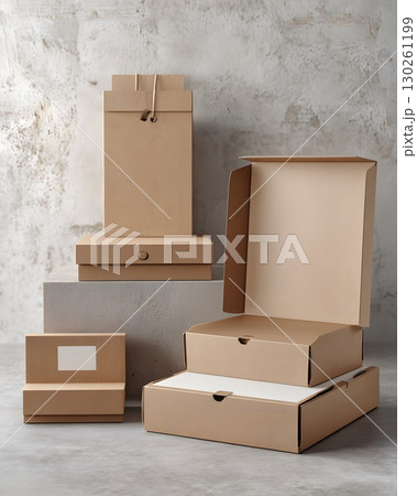 small business packaging products for delivery with branded boxes 130261199