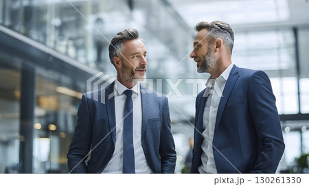 business partners discussing global logistics strategy in modern office 130261330