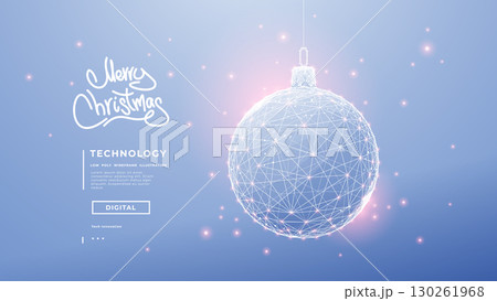 Christmas ball on an elegant light blue background with pink bokeh 130261968