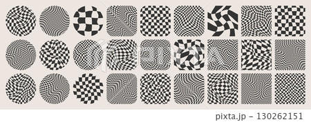 Groovy checkered pattern, colorful tiled grid. Vintage wavy curved backdrop, distortion effect. Funky geometric chessboard texture, retro background in 90s style, y2k. Vector illustration Groovy checkered pattern, colorful tiled grid. Vintage wavy curved backdrop, distortion effect. Funky geometric chessboard texture, retro background in 90s style, y2k. Vector illustration 130262151