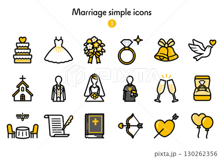 シンプルアイコン集 結婚 130262356