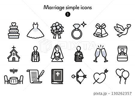 シンプルアイコン集 結婚 130262357