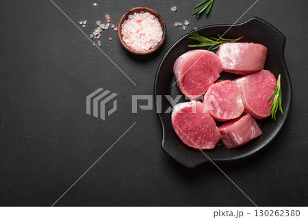 Raw uncooked pork tenderloin medallions Raw uncooked pork tenderloin medallions 130262380