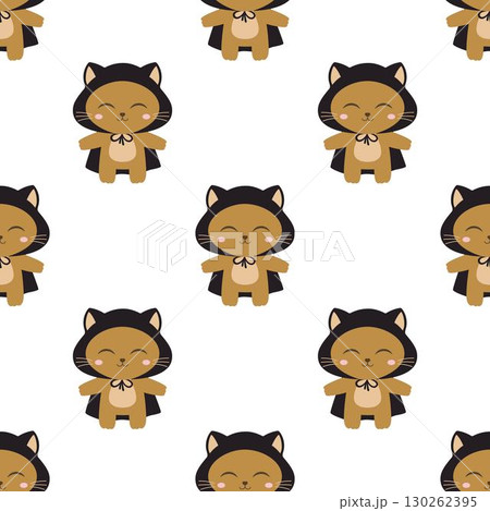 pattern with cat in halloween costume 130262395