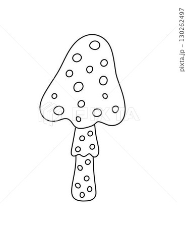 Mushroom, toadstool seasonal Halloween vector illustration of inedible fairy, magic fantasy mushroom clipart autumn holidays simple minimalist hand drawn doodle style drawing, witchcraft symbol 130262497