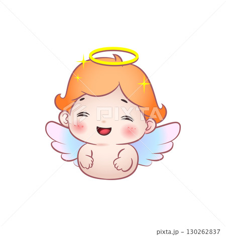 Cute vector illustration of an laughing angel baby 130262837