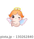 Cute vector illustration of an shy angel baby 130262840