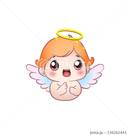 Cute vector illustration of an thoughtful angel baby Cute vector illustration of an thoughtful angel baby 130262841