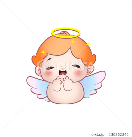 Cute vector illustration of an timid angel baby 130262843