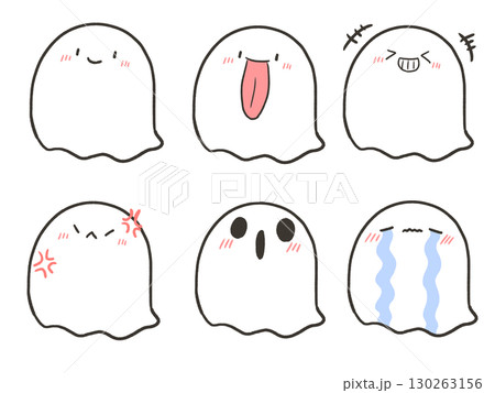 かわいいおばけの表情セット 130263156