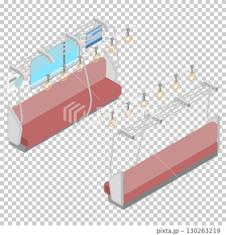 アイソメトリックイラスト：電車の座席 130263219