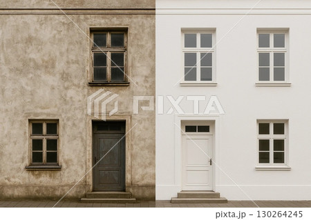 Before and After Facade Renovation Architectural Transformation 130264245