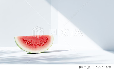Watermelon isolated on soft background illuminated by natural light 130264386
