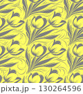 simple seamless gray and yellow tulip flowers pattern, background, texture 130264596
