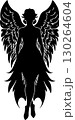 simple linear black drawing angel woman with wings, logo, design 130264604