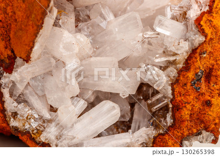 Macro mineral stone crystals Hemimorphite rock on a white background Macro mineral stone crystals Hemimorphite rock on a white background 130265398