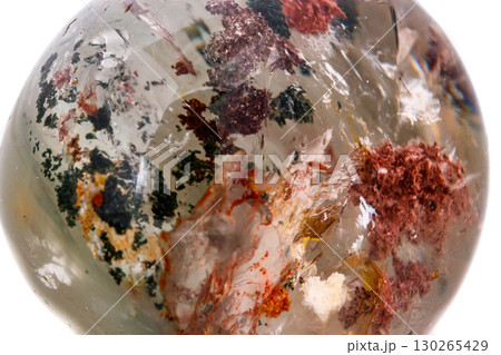 Macro mineral stone Quartz aquarium on a white background 130265429