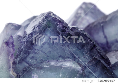 Macro mineral stone Fluorite on white background  130265437