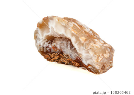 Macro mineral stone agate kidney gerbera on white background 130265462
