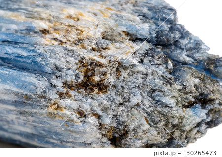 Macro mineral stone Kyanite a white background Macro mineral stone Kyanite a white background 130265473