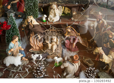 Christmas creche with Joseph Mary and Jesus Christmas creche with Joseph Mary and Jesus 130265492