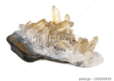 Macro Mineral Stone Crystals Citrine on a white background Macro Mineral Stone Crystals Citrine on a white background 130265659