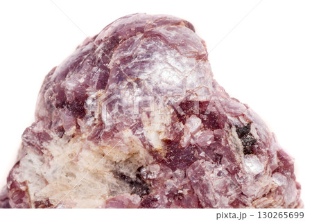 Macro mineral stone Lepidolite in the rock a white background Macro mineral stone Lepidolite in the rock a white background 130265699