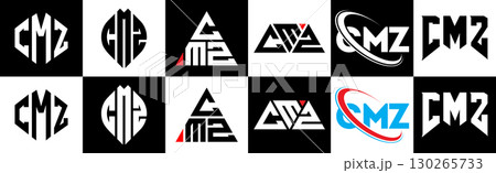 CMZ letter logo design in six style. CMZ polygon, circle, triangle, hexagon, flat and simple style with black and white color variation letter logo set in one artboard. CMZ minimalist and classic logo CMZ letter logo design in six style. CMZ polygon, circle, triangle, hexagon, flat and simple style with black and white color variation letter logo set in one artboard. CMZ minimalist and classic logo 130265733