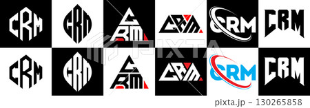 CRM letter logo design in six style. CRM polygon, circle, triangle, hexagon, flat and simple style with black and white color variation letter logo set in one artboard. CRM minimalist and classic logo CRM letter logo design in six style. CRM polygon, circle, triangle, hexagon, flat and simple style with black and white color variation letter logo set in one artboard. CRM minimalist and classic logo 130265858