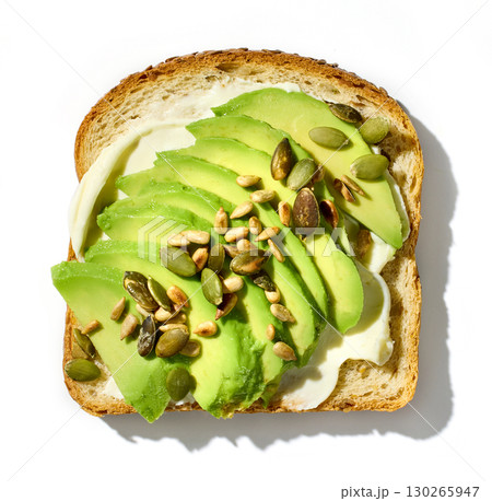 healthy breakfast sandwich with sliced avocado and seeds healthy breakfast sandwich with sliced avocado and seeds 130265947