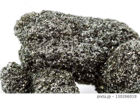 Macro mineral stone chlorite in quartz on a white background Macro mineral stone chlorite in quartz on a white background 130266019