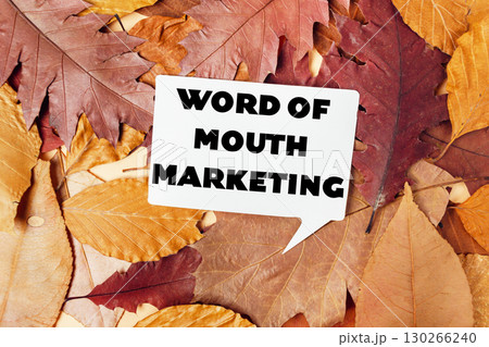 White sign with the word "mouth" written on it is placed on top of a pile of o 130266240