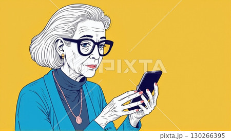 Senior man with white beard holding smartphone - ai generated Senior man with white beard holding smartphone - ai generated 130266395