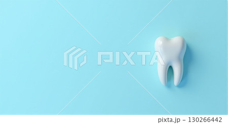 white molar teeth standing upright on blue background - ai generated 130266442