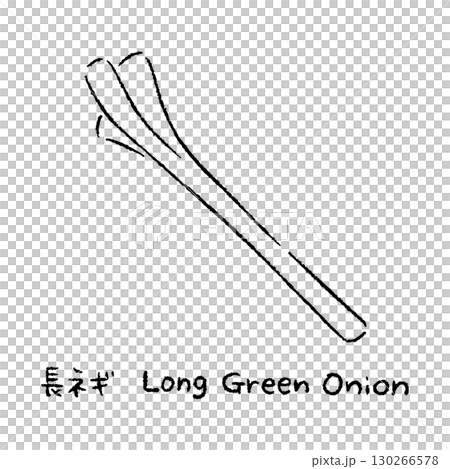 手描きの長ネギ2_名称入_白黒 130266578