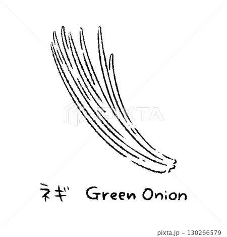 手描きのネギ2_名称入_白黒 130266579