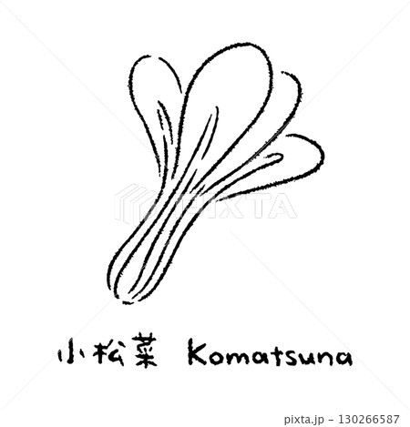 手描きの小松菜2_名称入_白黒 手描きの小松菜2_名称入_白黒 130266587