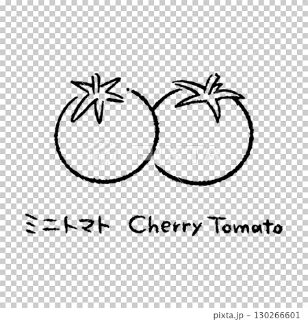 手描きのミニトマト2_名称入_白黒 手描きのミニトマト2_名称入_白黒 130266601