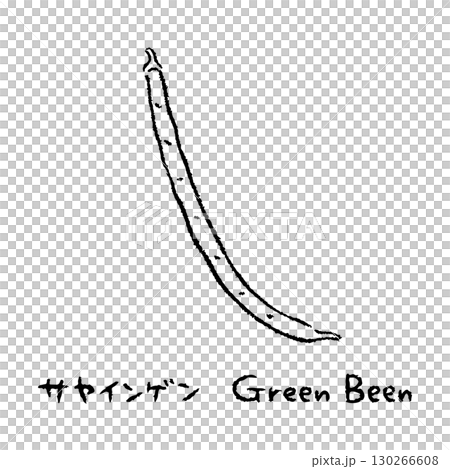 手描きのさやいんげん2_名称入_白黒 手描きのさやいんげん2_名称入_白黒 130266608