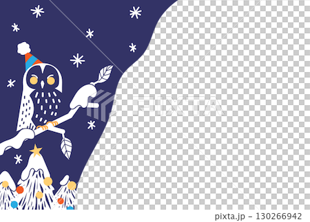 Christmas and winter night sky and owl illustration background 130266942
