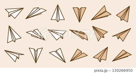 Realistic handmade paper planes collection on transparent background. Origami aircraft in flat style. Vector illustration. Realistic handmade paper planes collection on transparent background. Origami aircraft in flat style. Vector illustration. 130266950
