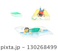 本を読んで心の旅をする子ども達の水彩画イラスト 130268499